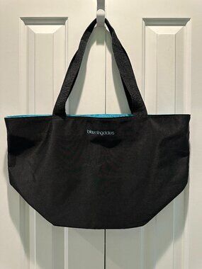 Bloomingdale’s by Primologo Large Black Nylon Polka Dot Interior Tote Bag